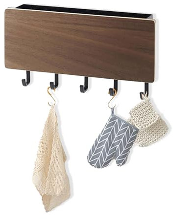 Porte-clés Mural en Bois, 7x4x1.1 Pouces, avec 5 Crochets, Organisateur de Courrier pour Entrée, Couloir, Porte(Système ABS)