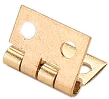10Pcs Brass Plated Mini Hinge Small Decorative Jewelry Wooden Box Cabinet Door Hinges with Nails Dollhouse Furniture Acc