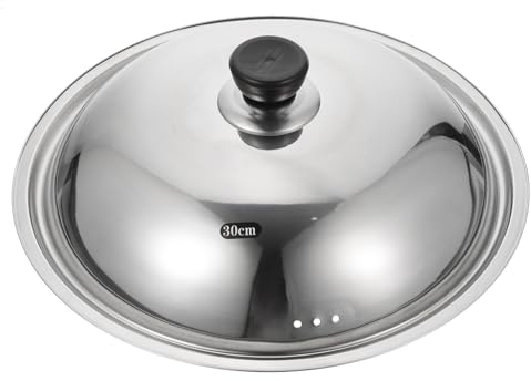 Mikinona Scalding Lid for Pan Lid Kitchen Accessory Stainless Steel Material Round Pot Cover Design for Home Use Multi-function Pan Cover to Keep Food Warm Random Style