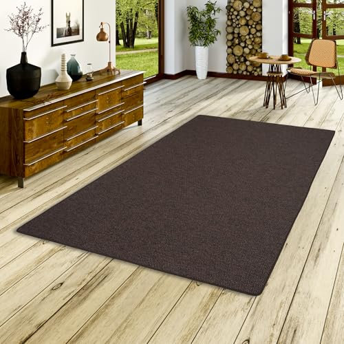 Hochwertiger Flachgewebe Teppich Dunkelbraun aus 100% Polypropylen - Robust, Strapazierfähig und Pflegeleicht, in vielen Farben und Größen erhältlich, Ideal für Wohnzimmer, Esszimmer und Flur