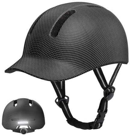 KINGLEAD Fahrradhelm,Urban Commuter Helm,Stylischer Fahrrad Helm Herren und Damen für Radfahren Trekking City Roller Herren Verstellbarer (Carbon Fiber, XL【58-62cm】)