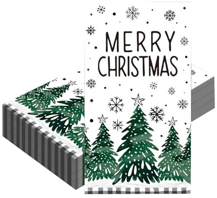 Christmas Napkins Serviettes Disposable 40x33cm,20Pcs Xmas Serviette Napkin,Christmas Decor Green Xmas Tree Tissue Cocktail Dessert Dinner Napkins for Christmas Party Paper Napkin Table Decoration