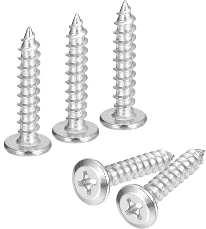 sourcing map M6x35mm Flat Head Phillips Drive Self Tapping Screws, 304 Stainless Steel Cross Drive Fastener Screws, Silver, Pack of 25