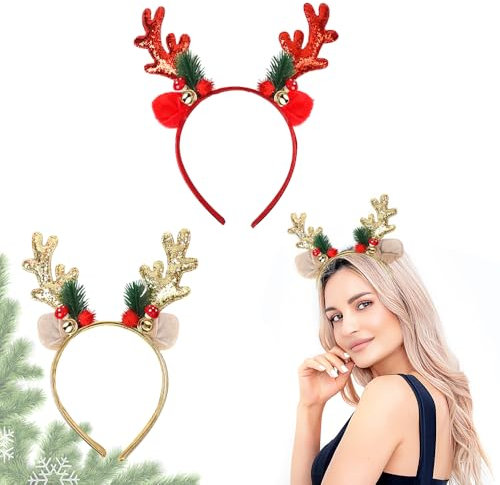 Dadazhenxuan Rentier Haarreif Weihnachten,Weihnachtsgeweih,Rentier Haarreif,Weihnachten Stirnbänder,Stirnband mit Geweih