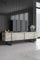 Hanah Home Stylish TV Stand with Metal Legs, 180 cm Wide, Travertine & Black | 100% Melamine Coated Particle Board, 18 mm Thick | Modern Marble Design for Living Room
