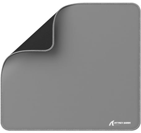ATTACK SHARK CM02 Gaming Mouse Pad for Esports Speed Large Mouse mats for Desk Waterproof Surface Stitched Edges and Anti-Slip Rubber Base Size L Laminate 17.72” x 15.75” x 0.16” Light Grey