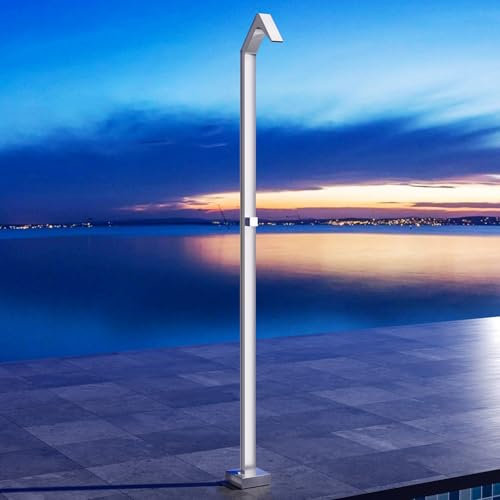 NOLUXA IMEX - Ducha Piscina Exterior Acero S.316 | Ducha Terraza Exterior con Rociador Cacada Rectangular 60x45mm | Outdoor Shower para Jardin con Agua Fría | Serie Niagara | Color Acero