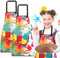 Deepton Malschürze Kinder, 2 Stück Verstellbare Kinderschürze, Wasserdicht Kochschürze 60 x 45 cm, Schürze Kinder mit Taschen für Jungen Mädchen Malen Backen Kochen Basteln (6-8 Jahre)