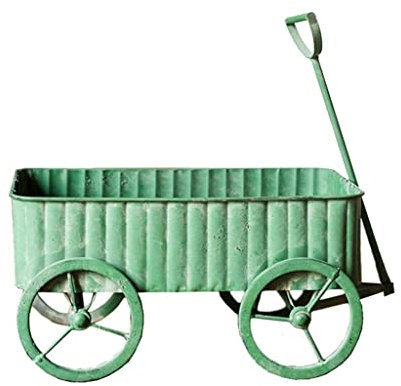 Fioriera a carriola in metallo – Vaso da fiori unico per esterni in piccolo carrello design per decorazione da giardino – grande fioriera per fiori e piante