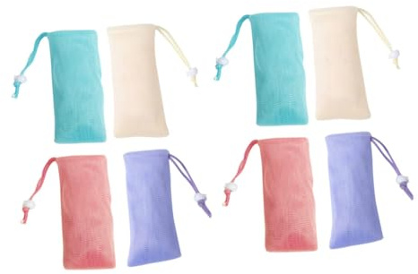 DEARMAMY 8stücke Seifenbeutel aus Schaumstoffnetz mit Kordelzug Duschseifenbeutel Seifenhalterbeutel Netzseifenbeutel für Bad und Dusche Tragbar für Reisen