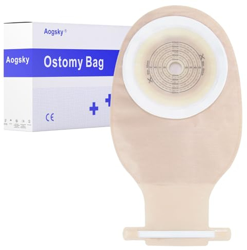 Lot de 50 sacs de colostomie pratiques, poches drainables découpées sur mesure, sacs de colostomie monobloc adaptés aux soins de stomie iléostomiques, adaptés aux fournitures de stomie de 15 à 60 mm