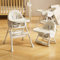 Chaise Haute Bébé Evolutive, Chaise haute pour bébé enfant 6en 1 réglable avec harnais 5 points, de la naissance à 6 ans,4 positions-Blanc cassé