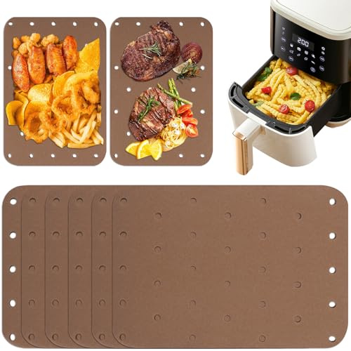 200PCS Air Fryer Liners Disposable Baking Parchment Paper Greaseproof | Rectangle Baking Greaseproof Paper Air Fryer Accessories Universal Parchment Paper for Air Fryer with Holes for Pan Oven