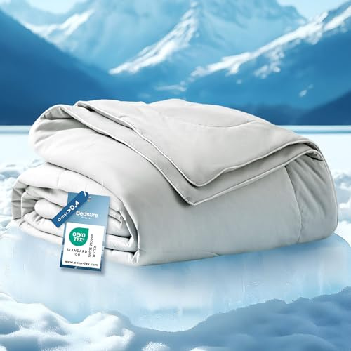 Bedsure Cooling Blanket Twin Size - Lightweight, Double, Grey, 150x200 cm