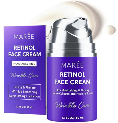 MAREE Face Moisturizer – Retinol Face Cream for Women Moisturizing with Collagen & Hyaluronic Acid – Day & Night Anti-Aging Facial Wrinkle DD Cream Moisturizer for Dry Skin – Crema Para la Cara
