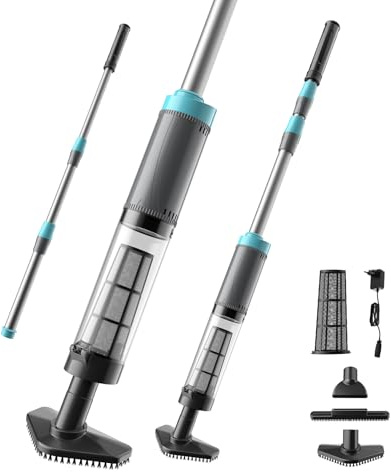 Hot Tub Hoover,3 in1 Pool Vacuum Cleaner for Above Ground Pool with 3 Brush Heads & LED Light,Cordless Pool Hoover 90Min Runtime, for Cleaning Small Debris Types