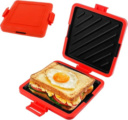 Microwave Toastie Maker, Multifunctional Silicone Microwaveable Cookware | Wireless, Non-stick Plates, Heatwave Technology, Dishwasher Safe, Simple Operation, for Sandwich Hamburger Sausages & Panini
