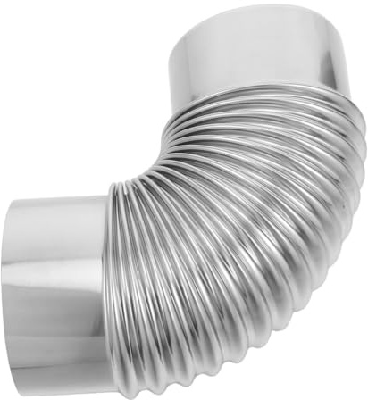 ARTSEWPLY 90 Degree Stainless Steel Duct Connector with Double Layer Design for Wood Stove and Fireplace Indoor Use, Corrosion Resistant Heat Retention Pipe Fitting for Tight Space