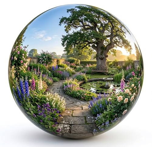 Hanlintk Spiegelkugel Garten Deko - Edelstahlkugeln Garten, Gartenkugelnfür Pools und Rasenflächen | Dekorative Spiegelkugel, ideal zum Fotografieren, Einzugsgeschenk(D:20cm)