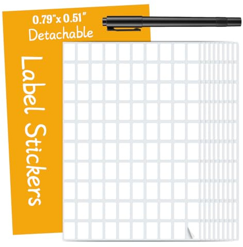 2000 Price Stickers, 20 x 13 mm Blank Small Labels Stickers with 1 Marker | Waterproof Removable White Sticky Labels Adhesive Sticky Label for Pricing, File Organization and Kitchen Storage