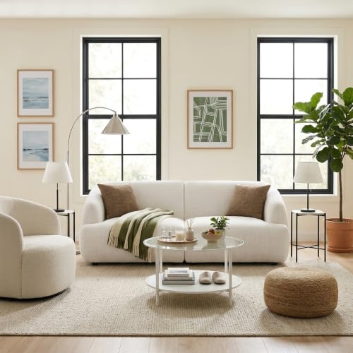 WOLTU Modulares Sofa, für 2 Sitzer, mit Rückenlehne, aus Chenille, Couch mit verstellbaren Füßen, für Wohnzimmer Schlafzimmer,Weiß