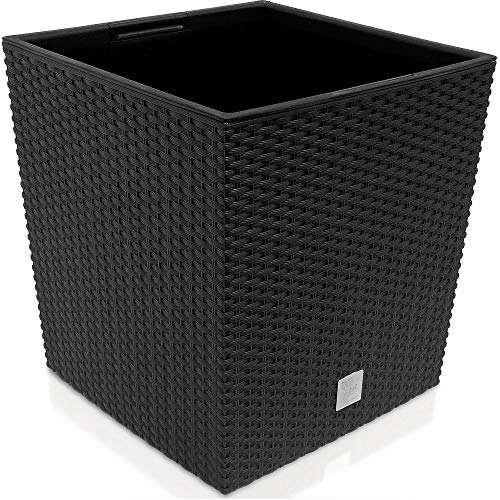 Blumentopf Übertopf Rato Low | 35 Liter | Anthrazit | für Innen- und Außenbereiche | Innentopf mit 2 Handgriffen