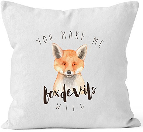 MoonWorks Kissenbezug You Make me Fox Devils wild Liebe Spruch Love Quote lustig verliebt Freund Freundin Kissen-Hülle Deko-Kissen Baumwolle Weiss 40cm x 40cm