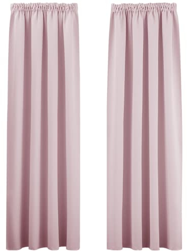 PONY DANCE Kinderzimmer Vorhang Verdunkelung Kräuselband 2er Set H 175 x B 140 cm Hellpink, Thermogardinen Hitzeschutz Verdunklungsvorhänge für Schienen Gardinen für Schlafzimmer