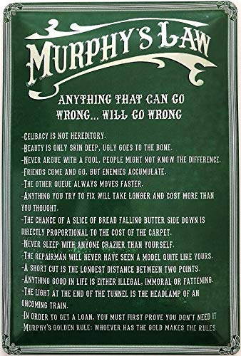 Deko7 Blechschild 30 x 20 cm Murphy`s Law