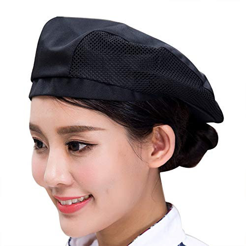 IBLUELOVER Kochmütze Barett Damen Herren Kochhaube Baumwolle Unisex Arbeitskappe Atmungsaktives Mesh Bistromütze Bäcker Küchenchef Hut Chef Cook Cap Kochen Mütze für Hotel Restaurant Kochparty