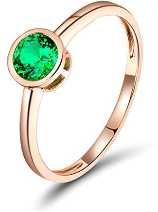 Bishilin Verlobungsring 750 Rotgold Solitärring mit 0.47ct Tsavorit, Eheringe Nickelfrei Ringe für Damen Gr.52 (16.6)