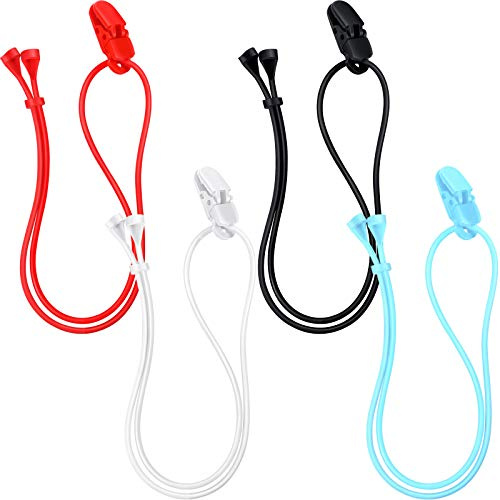 Bbto 4 Pcs Hearing Aid Clips, Adjustable Anti-loss Lanyard for Senior Adult | Soft Silicone Grip, Prevent Loss Secure Fit, Portable Protector Rope, Hearing Aid Accessories for Daily Work Exercise Outdoor