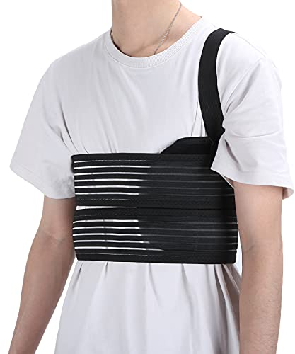 Brrnoo Soporte de Costilla Rota Ajustable, cinturón elástico para Envolver el Pecho, cinturón Protector de Pecho Transpirable Unisex para Hombres y Mujeres, compresión y Soporte para Costillas (L)