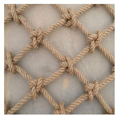 bandezid Sicherheitsnetz für Kinder zum Klettern und Klettern, Hanfseil, aus natürlicher Jute, Treppengeländer, Sicherheitsnetz, Katzennetz, Durchmesser 10 mm, Masche 10 cm, Hanfseil, 1 x 1 m
