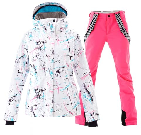 HOTIAN Women's Ski Jackets and Pants Set Windproof Waterproof Insulated Snowsuit Winter Warm Snowboarding Snow Coat