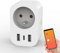 ANTELA WLAN-Steckdose (FR) 16 A mit 2 USB und 1 Typ C (2,4 A), Messung des Stromverbrauchs, intelligente Steckdose, kompatibel mit Alexa/Google Home, App-Steuerung, Sprachsteuerung