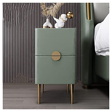SYALEO Moderner, minimalistischer Nachttisch mit 2 Schubladen für Schlafzimmer, 25/30 cm Leder, Kleiner Schiefer-Nachttisch, Massivholzrahmen, schmaler Nachttisch Nachtschrank