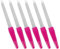 Limas de uñas de metal con punta afilada de acero inoxidable, mango antideslizante, lima de uñas de doble cara grano de zafiro para uñas naturales, limas de uñas metálicas, color rosa (6 unidades)