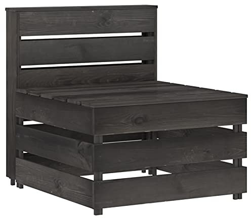 Homgoday Palettensofa Garten Paletten Mittelsofa Sofa Lounge Modular Sofa Gartensofa Einzelsofa Palettenmöbel Gartenmöbel Balkon Terrasse Imprägniertes Kiefernholz Grau