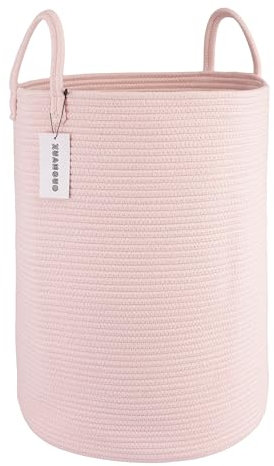 XUANGUO Panier à linge en corde de coton pour vêtements, panier de rangement tissé pour salon, chambre à coucher, grands paniers en corde de style bohème pour couverture, jouets, oreillers,