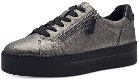 Jana Damen Plateau Sneaker mit Reißverschluss Vegan, Silber (Silber), 40 EU