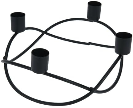 Kerzenkranz Kerzenständer schwarz Metall Kerzenleuchter Kranz Kerzenhalter Adventskranz Ø 21 cm