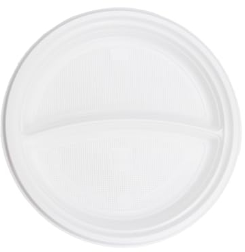 Commerline Lot de 800 assiettes en plastique à 2 compartiments - Assiettes réutilisables Ø 22 cm - Assiettes en plastique - Vaisselle de fête