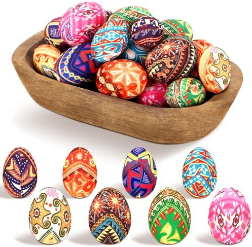 Hollowfly Pysanky Ostereier Pysanky Floral Ostern Frühling Schüssel Füllstoff umwickelte Ostereier aus Schaumstoff für Ostern Zuhause Tabletts Urlaub Party Dekorationen Korb Vase Schüssel Füllstoffe