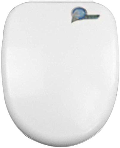 Toilettendeckel, WC mit gepolstertem Verschluss, MDF-Holztablett, Soft-Close, gepolsterter Verschluss, beständiger Edelstahl, Weiß-V-Typ