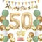 Moorle Geburtstagsdeko frau 50 jahre, Salbeigrüne Deko 50. Geburtstag Männer, Grün Weiß Gold Luftballons 50 Geburtstag, Party Ballons mit Banner Flaggen, tortendeko für 50.ter Geburtstag Dekoration