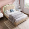 Zravenna Bett 90x200 mit Lattenrost, Doppelbett Polsterbett (Ohne Matratze), Gästezimmer-Leinen Bettgestell mit Verstellbares Kopfteil, Beige (Beige, 90x200 cm)