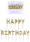 Henbrandt Pack of 13 Gold Happy Birthday Candles on Wooden Picks, Metallic Gold 7cm Lettered Happy Birthday Celebration Candles Cake Topper for Birthday Cake and Cupcake Decorations