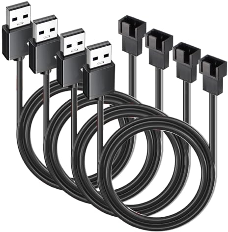 Gebildet 4piezas 50cm USB a 3pines/4 Pines PWM 5V USB Manga Ventilador Cable Adaptador de Corriente, USB a 3pines/4pines Cable Conector Adaptador de Ventilador (Cable USB 3 pines/4pines)