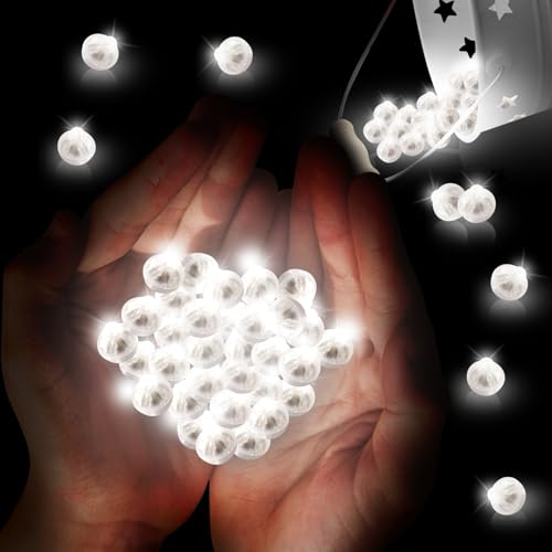 SPERMUOY LED Ballons Set: 100 Mini Lichter Leuchtende Highlights für Geburtstag, Hochzeit, Party - Weiß